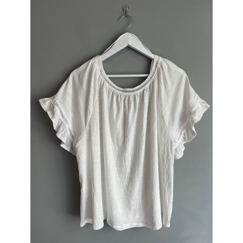 Max Studio White Short-Sleeve Ruffle Blouse - Picture 5 of 6